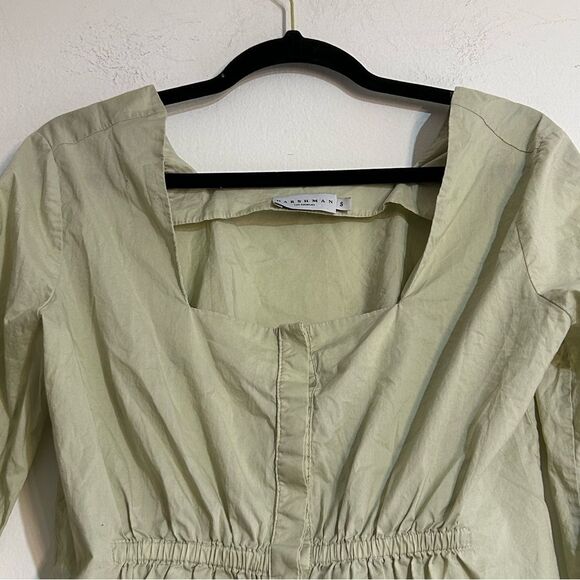 Anthropologie Harshman Puff Sleeve Babydoll Blouse Moss Green Size Small - Picture 3 of 10
